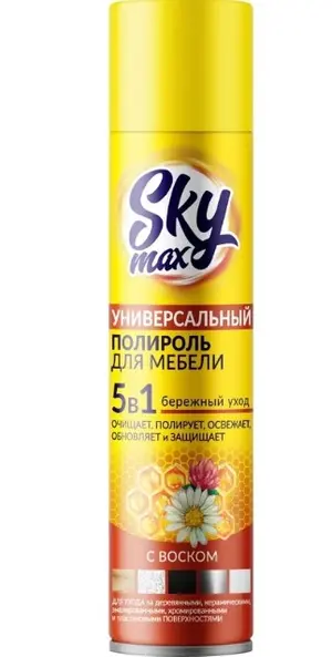 Полироль-очиститель для мебели Skymax с воском аэрозоль 300 мл (артикул производителя 100225)