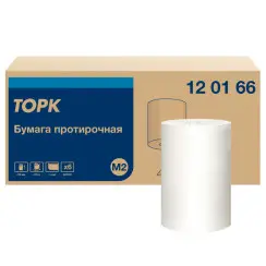 Протирочная бумага в рулоне ТОРК Стандарт M2 1 сл белая 275 м ЦВ (артикул производителя 120166)