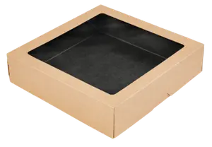 Контейнер бумажный OneBox 1500мл (200х200х48) черный с окном