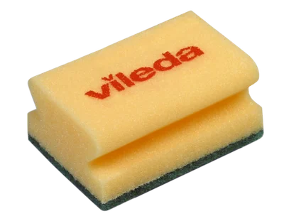 Губка Vileda желтая с зеленым абразивом 70х95х45 мм (артикул производителя 125604) — фото 1