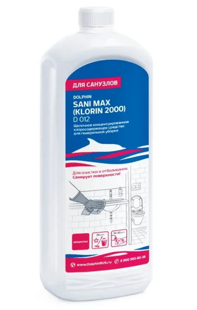 Средство щелочное для санузлов (гипохлорит) Долфин SANI MAX KLORIN 1 л (арт D012-1) — фото 1