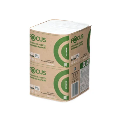 Салфетки для настольных диспенсеров Focus Premium 2 слойные белые V сложения 200 листов (артикул производителя 5051792) — фото 1