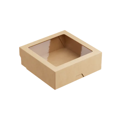 Контейнер бумажный OneBox 1230мл (150х100х55) крафт с окном — фото 1