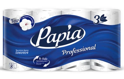 Туалетная бумага Papia Professional 3 слойная белая в упаковке 8 рулонов (артикул производителя 5080998) — фото 1