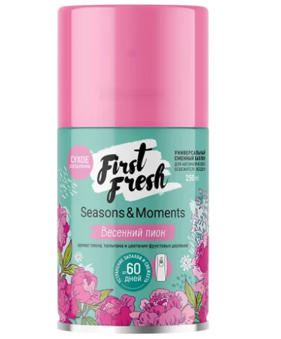 Освежитель воздуха аэрозольный FirstFresh Seasons & Moments Весенний пион 250 мл сменный картридж (артикул производителя 103062) — фото 1