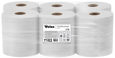Туалетная бумага в рулоне VEIRO Professional Basic 1 слойная светло-серая 200 м (артикул производителя Т102) — фото 1