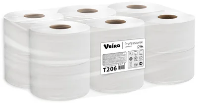 Туалетная бумага в рулоне VEIRO Professional Comfort 2 слойная белая 125 м (артикул производителя Т206) — фото 1