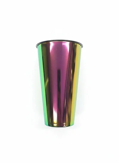 Стакан одноразовый пластиковый 500мл Bubble Cup с квадратным дном глянец перламутр черный — фото 1