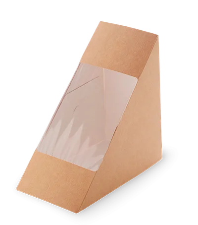 Бумажный контейнер с окном OSQ SANDWICH 70 125х125х70 мм крафт — фото 1