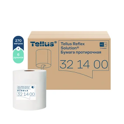 Протирочная бумага в рулоне Tellus Рефлекс Комфорт M4 1 сл белая 270 м ЦВ (артикул производителя 321400) — фото 1