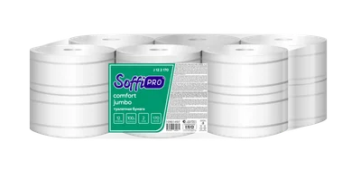 Бумага туалетная в рулоне SoffiPro Comfort 2 сл белая 170 м 12рул/уп (артикул производителя 10901497) — фото 1