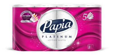 Бумага туалетная PAPIA PLATINUM 5 сл белая (8рул/уп) арт.5080978 — фото 1
