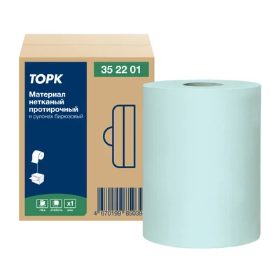 Нетканый протирочный материал в рулоне бирюзовый 28х39см 253л TORK арт. 352201 — фото 1