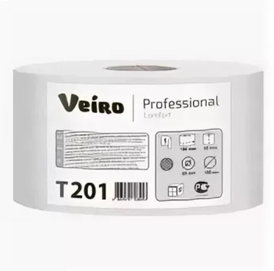 Туалетная бумага в рулоне VEIRO Professional Comfort 1 слойная белая 200 м (артикул производителя Т201) — фото 1