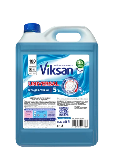 Средство жидкое для стирки белья VIKSAN Universal для белого и цветного белья 5 л — фото 1