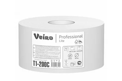Туалетная бумага VEIRO Professional 1 слойная светло-серая 200 м (артикул производителя Т1-200С) — фото 1