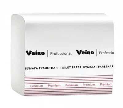 Туалетная бумага листовая VEIRO Professional Premium V сложения 2 слойная белая (артикул призводителя (TV302) — фото 1