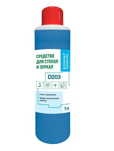 Средство для мытья стекол и зеркал Biosoap D203 концентрированное 1 л (артикул производителя 9010201) — фото 1