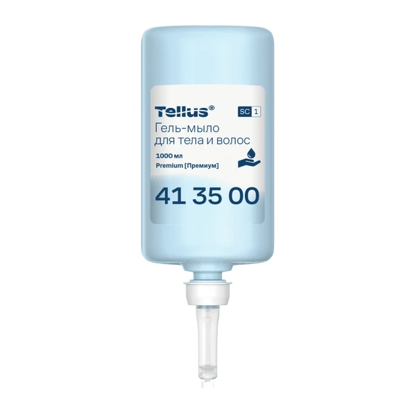 Гель мыло для тела и волос картридж Tellus синее 1 л (артикул производителя 413500) — фото 1