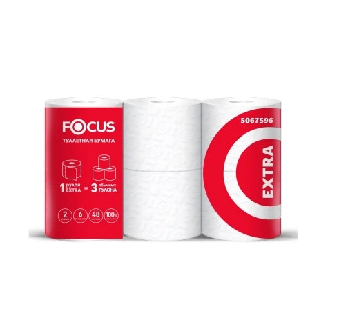 Бумага туалетная FOCUS Extra 2 сл белая 48м (6рул/уп) арт 5067596 — фото 1