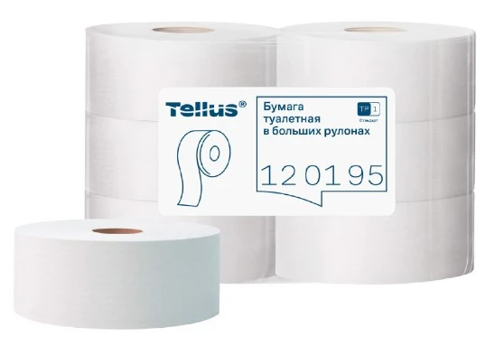 Бумага туалетная Tellus Стандарт T1 1 сл натуральный цвет 525 м (артикул производителя 120195) — фото 1