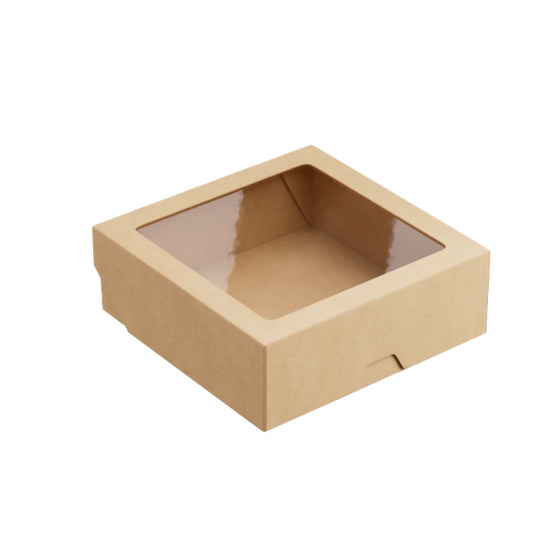 Контейнер бумажный OneBox 1230мл (150х100х55) крафт с окном — фото 1