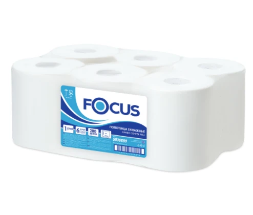 Бумажные полотенца в рулоне с центральной подачей Focus Jumbo Centerpull 1 слойные белые 280 м (артикул производителя 5036889) — фото 1