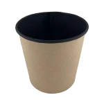 Бумажный контейнер круглый Round Bowl 500мл (d100) черный крышка 33065 — фото 1