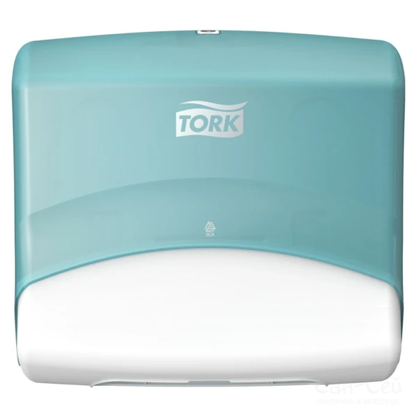 Диспенсер для протирочных материалов TORK W4 Performance бирюзовый пластик арт.654000 — фото 1