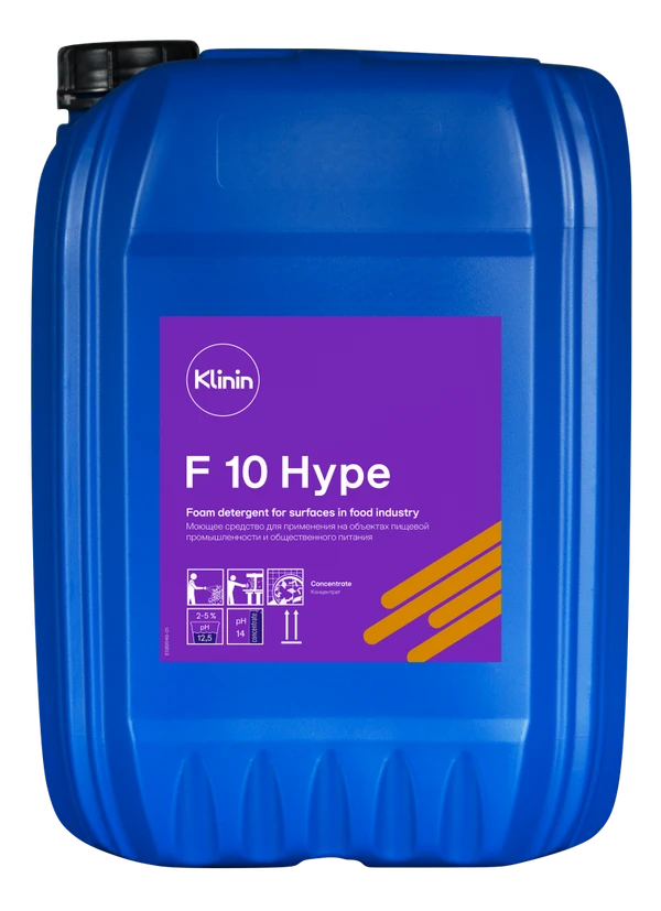 Средство щелочное моющее для пищевых производств Klinin F10 HYPE гипохлорит 20 л (артикул производителя 205242) — фото 1