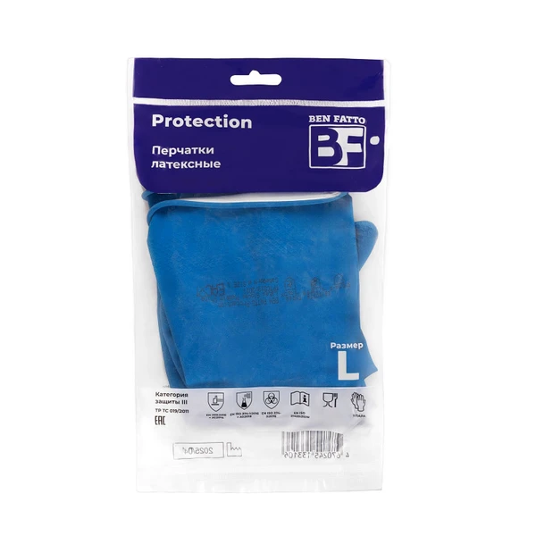 Перчатки резиновые Ben Fatto Protection L синие — фото 1