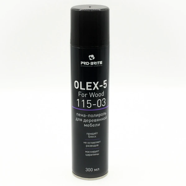 Полироль-очиститель для мебели, дерева Pro-Brite OLEX-5 Wood Аэрозоль 0,3 л (арт 115-03) — фото 1