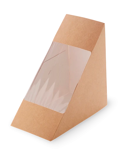 Бумажный контейнер с окном OSQ SANDWICH 70 125х125х70 мм крафт — фото 1