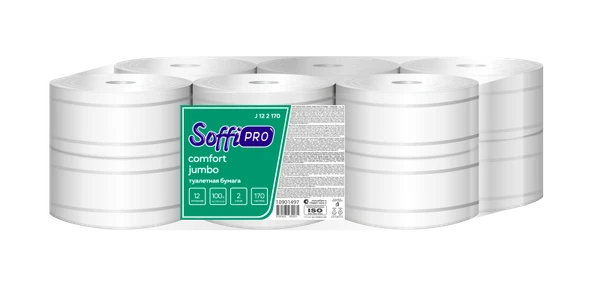 Бумага туалетная в рулоне SoffiPro Comfort 2 сл белая 170 м 12рул/уп (артикул производителя 10901497) — фото 1