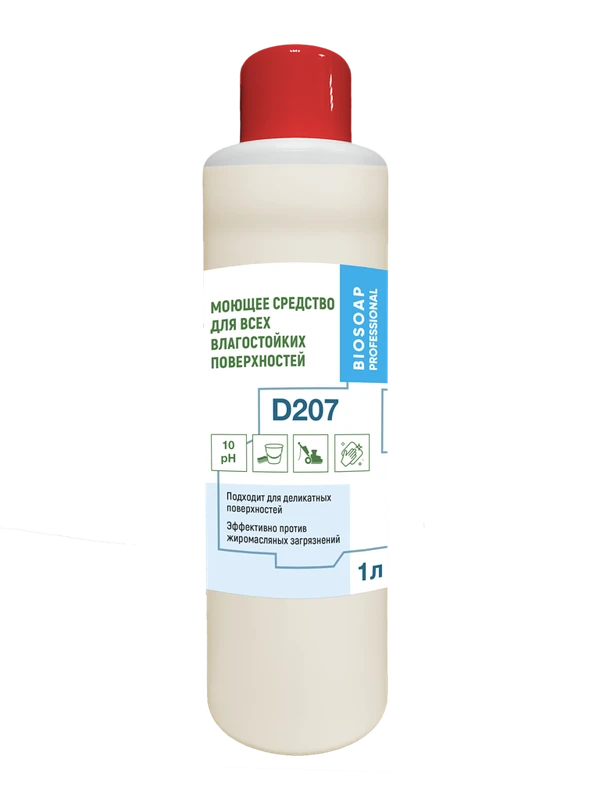 Средство щелочное универсальное Biosoap D207 для влагостойких поверхностей 1 л (артикул производителя 9050701) — фото 1