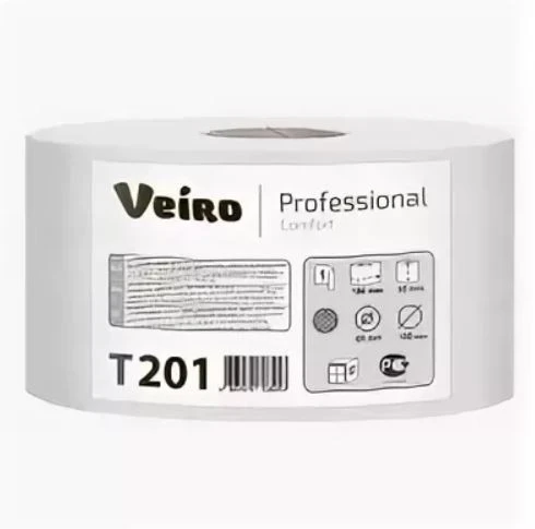 Туалетная бумага в рулоне VEIRO Professional Comfort 1 слойная белая 200 м (артикул производителя Т201) — фото 1