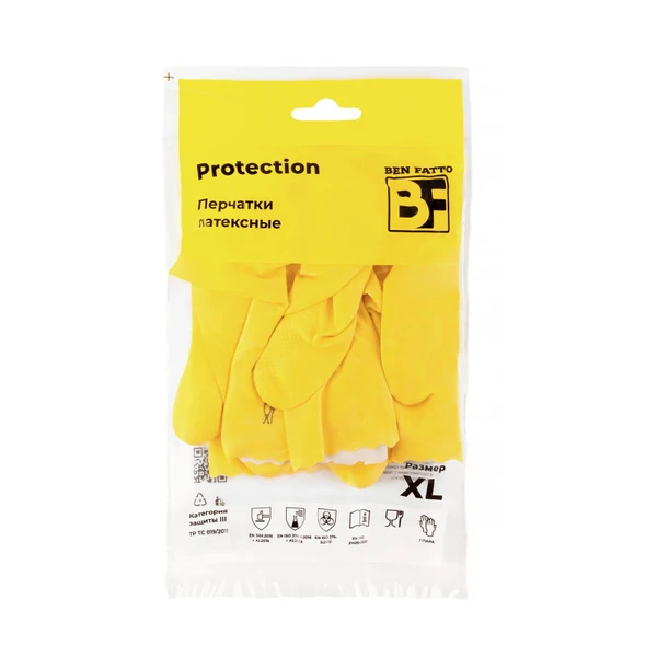 Перчатки резиновые Ben Fatto Protection XL желтые  — фото 1